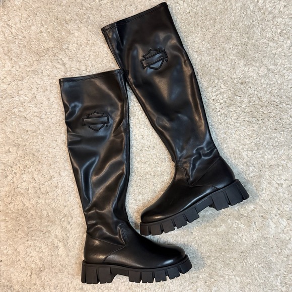 Harley-Davidson Women Uplift Knee High 20-Inch Black Platform Boots D84806 Sz 10 - Picture 4 of 10